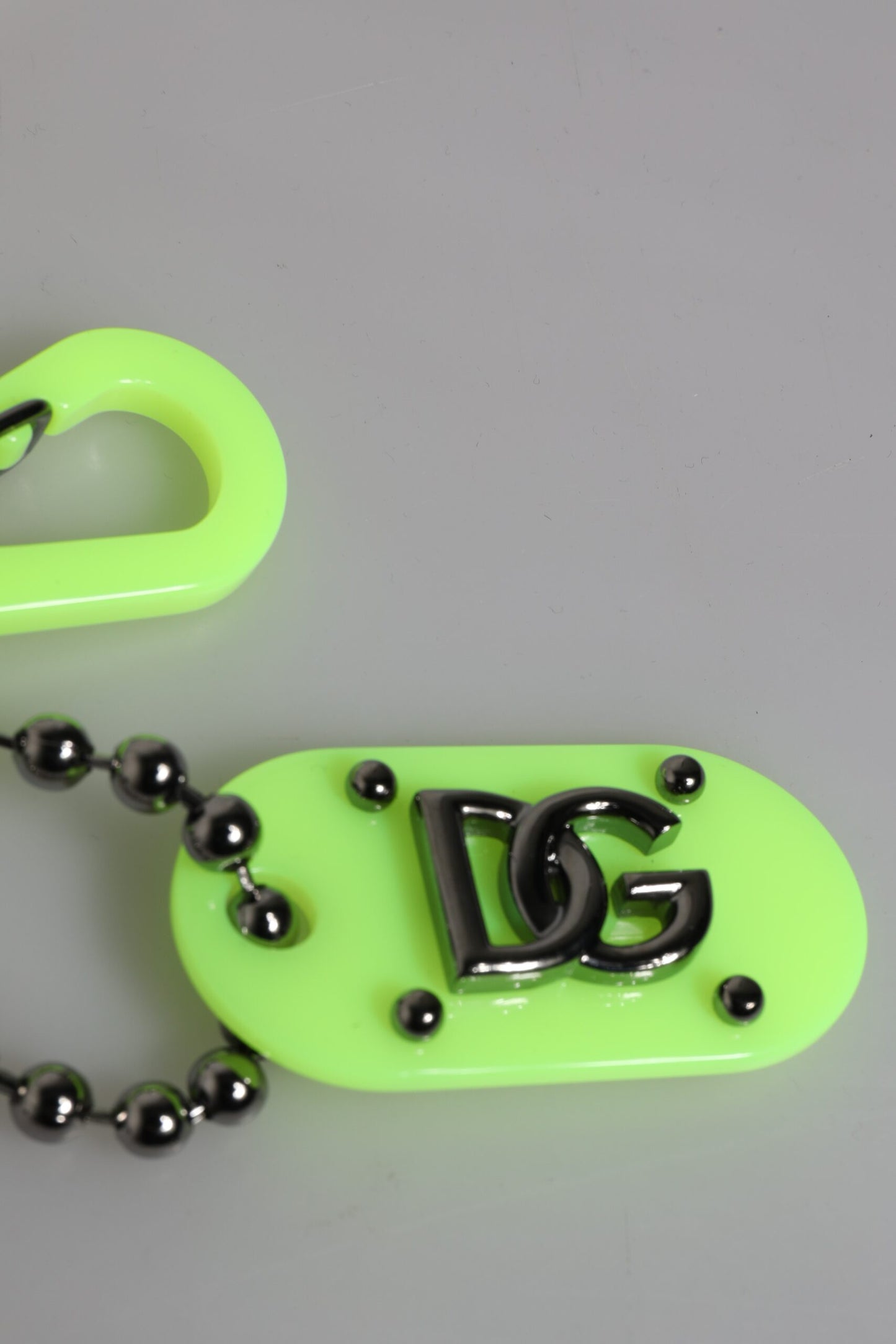 Dolce &amp; Gabbana Green Springy Key Holder DG Logo Men's Keychain Keyring