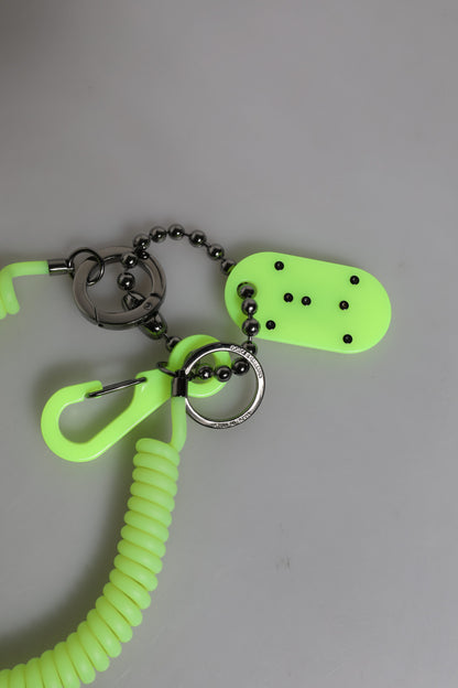 Dolce &amp; Gabbana Green Springy Key Holder DG Logo Men's Keychain Keyring