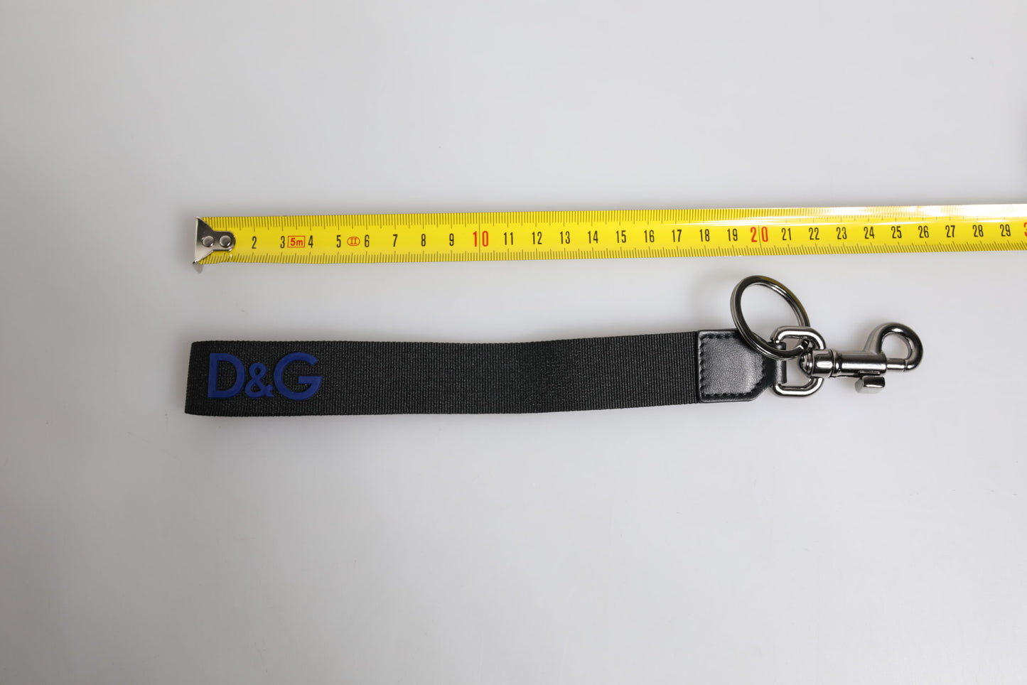 Dolce &amp; Gabbana Black Logo Nylon Silver Brass Men Holder Keychain Keyring