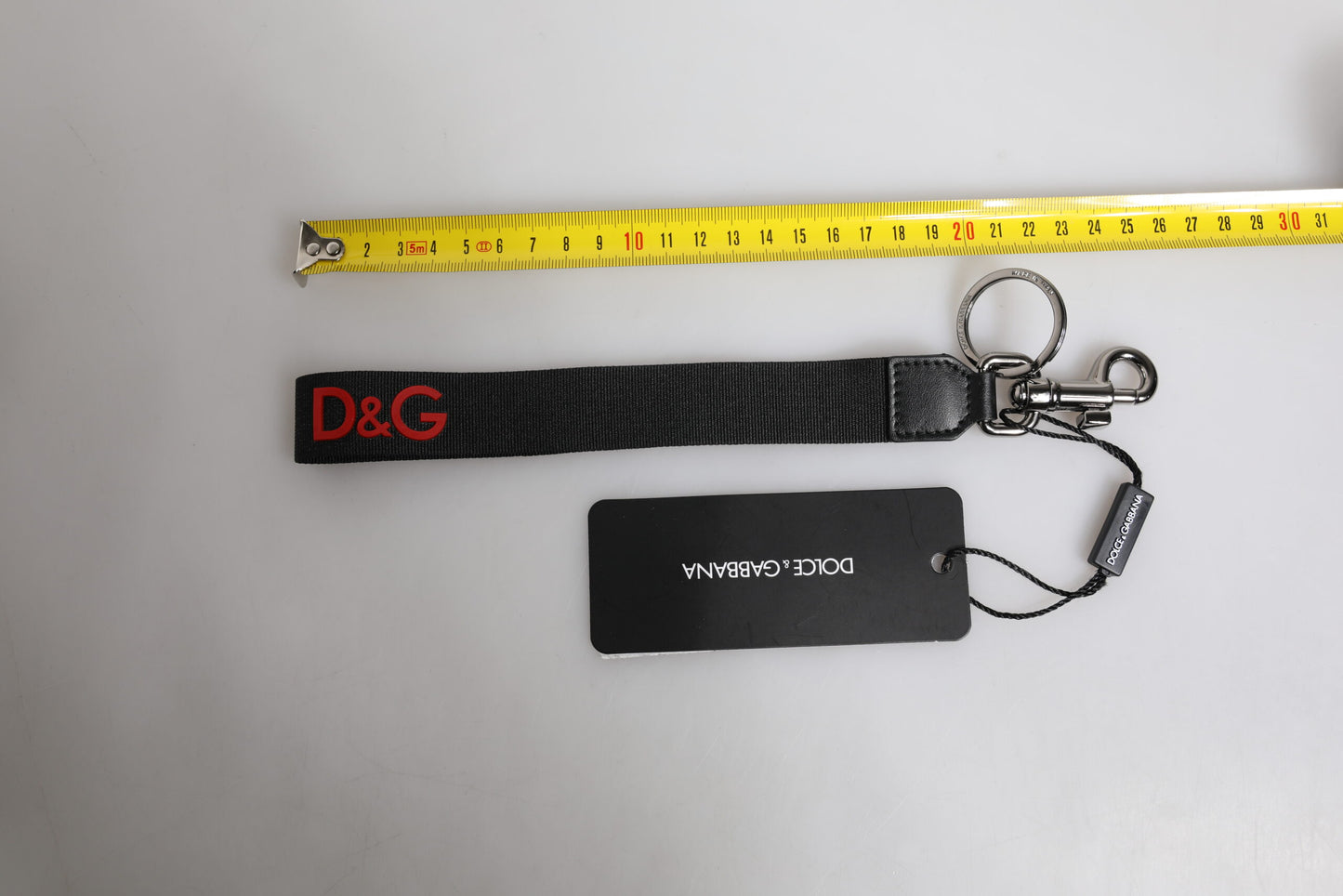 Dolce &amp; Gabbana Black Logo Nylon Silver Brass Men Holder Keychain Keyring