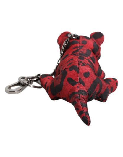 Dolce &amp; Gabbana Red Black Polyester Animal Silhouette Keychain Keyring