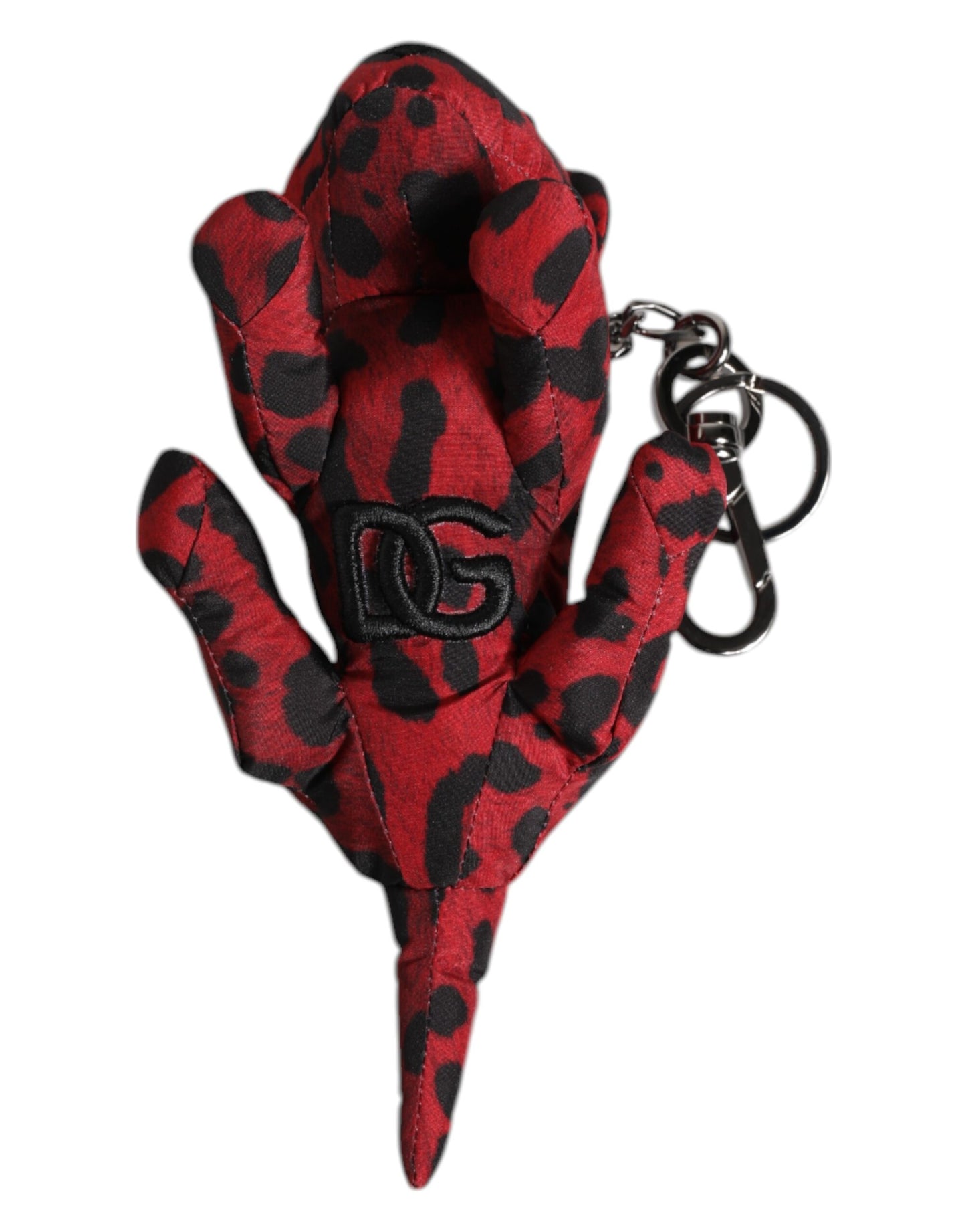 Dolce &amp; Gabbana Red Black Polyester Animal Silhouette Keychain Keyring