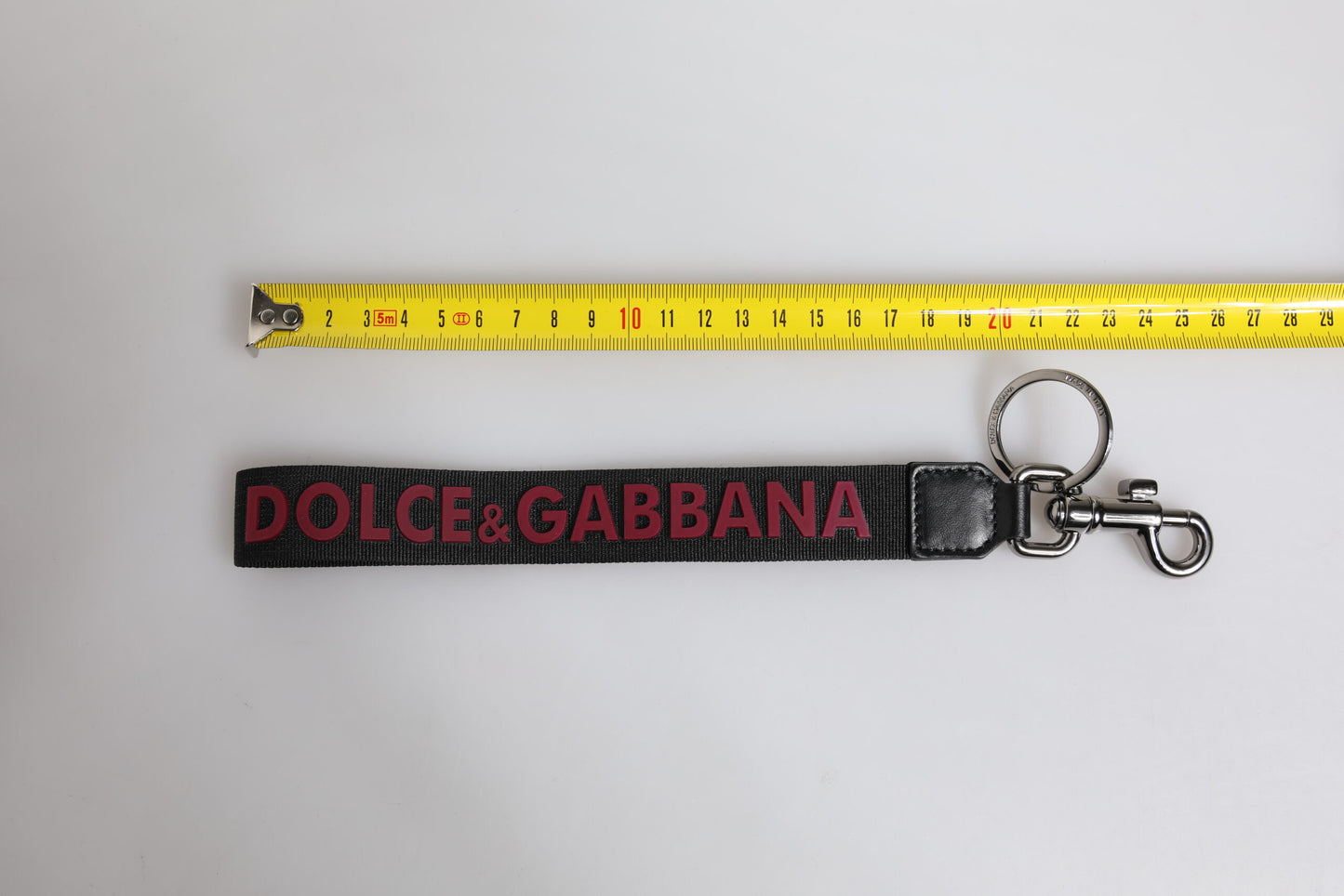 Dolce &amp; Gabbana Black Logo Nylon Silver Brass Men Holder Keychain Keyring
