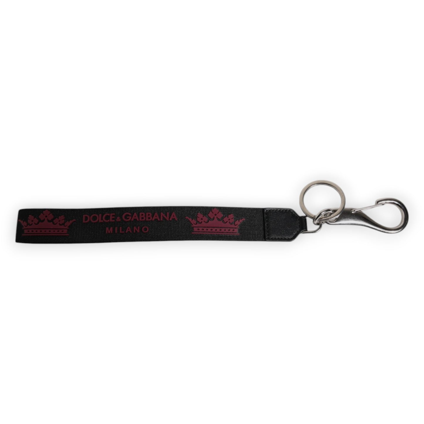 Dolce &amp; Gabbana Black Nylon Logo DG Crown Men's Holder Keychain Keyring
