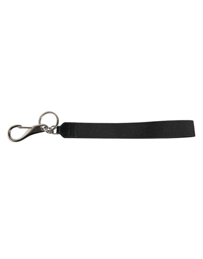Dolce &amp; Gabbana Black Nylon Logo DG Crown Men's Holder Keychain Keyring
