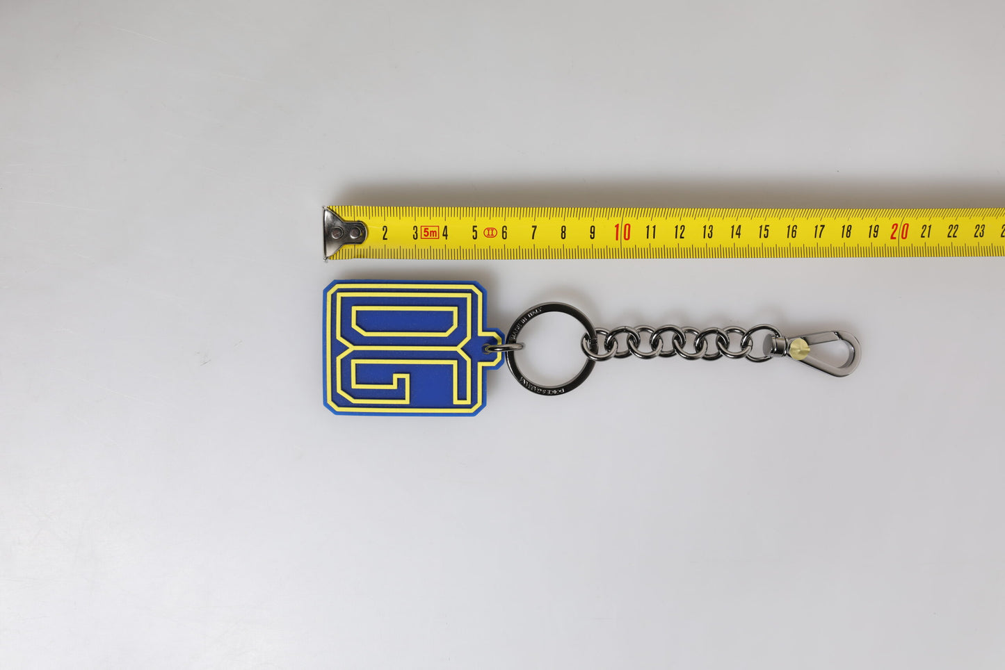 Dolce &amp; Gabbana Blue Yellow DG Rubber Logo Silver Men's Keychain Keyring