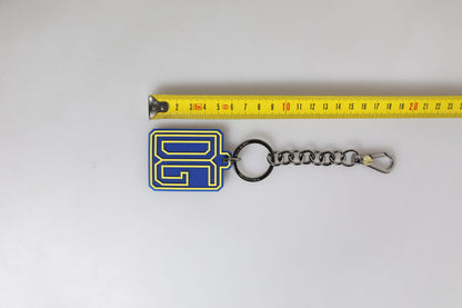 Dolce &amp; Gabbana Blue Yellow DG Rubber Logo Silver Men's Keychain Keyring