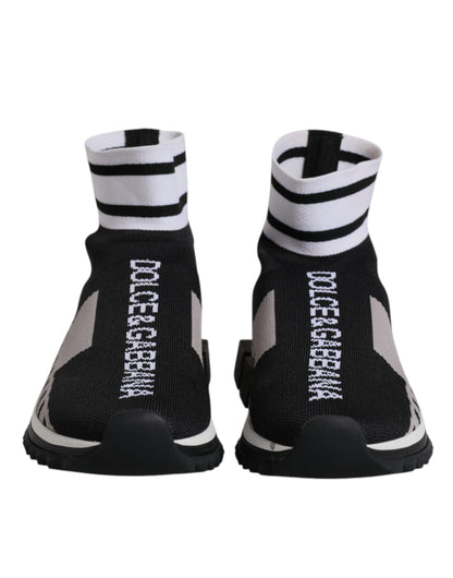 Dolce &amp; Gabbana Schwarz Grau Sorrento Socken Frauen Sneakers Schuhe