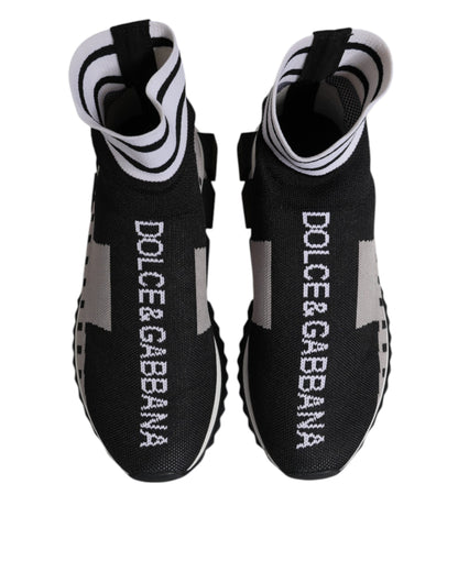 Dolce &amp; Gabbana Schwarz Grau Sorrento Socken Frauen Sneakers Schuhe