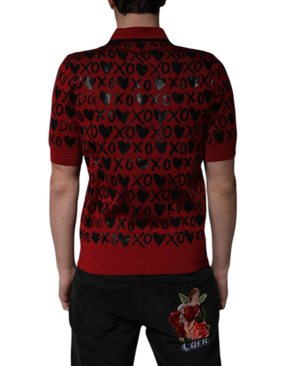 Dolce &amp; Gabbana Red Cotton XOXO Collared Polo T-shirt