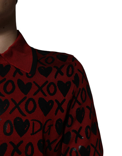 Dolce &amp; Gabbana Red Cotton XOXO Collared Polo T-shirt