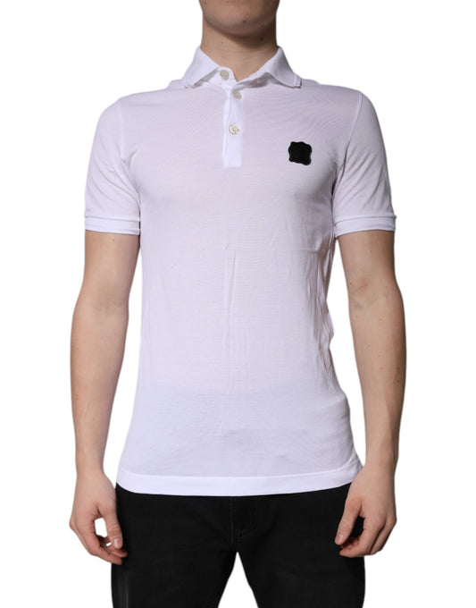 Dolce &amp; Gabbana White Cotton Logo Collared Polo T-shirt