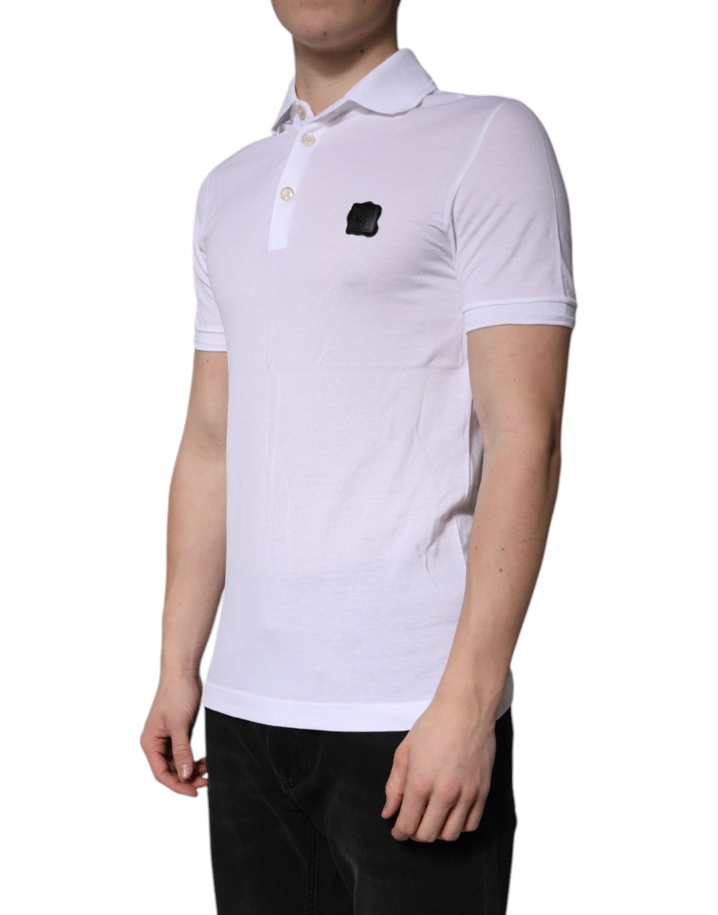 Dolce &amp; Gabbana White Cotton Logo Collared Polo T-shirt