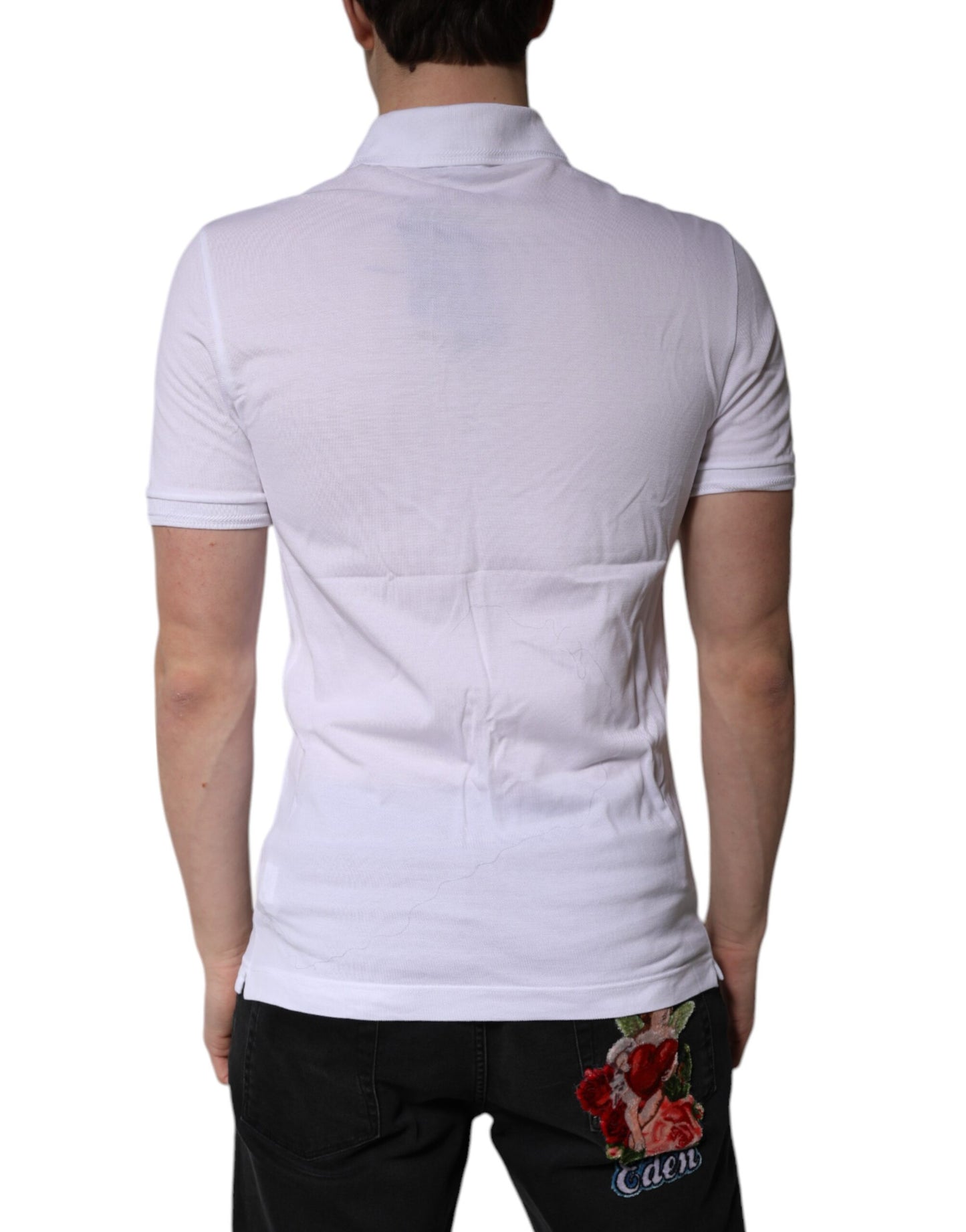 Dolce &amp; Gabbana White Cotton Logo Collared Polo T-shirt