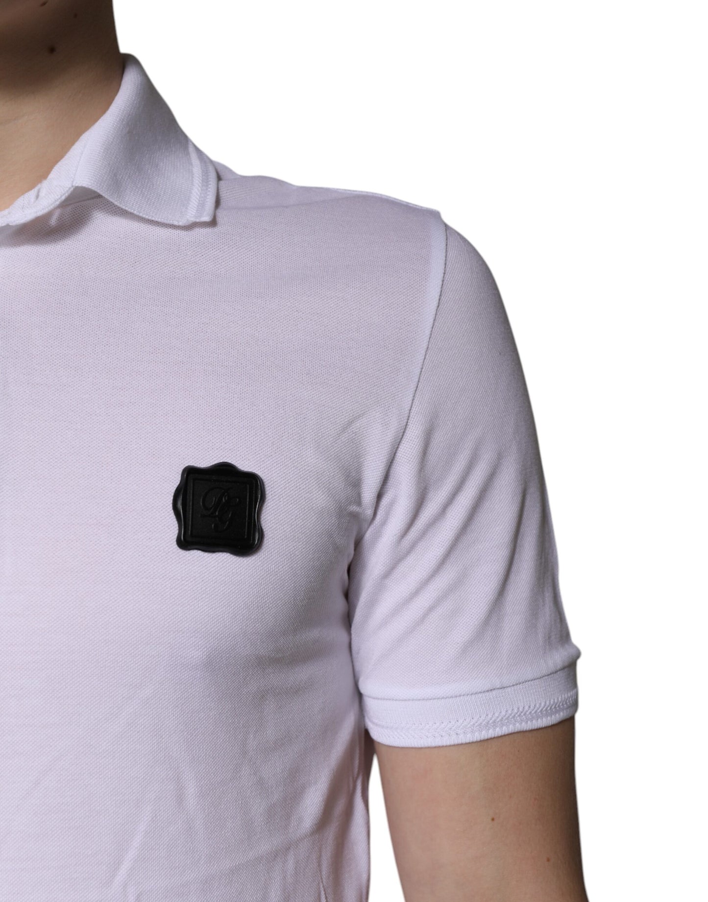 Dolce &amp; Gabbana White Cotton Logo Collared Polo T-shirt