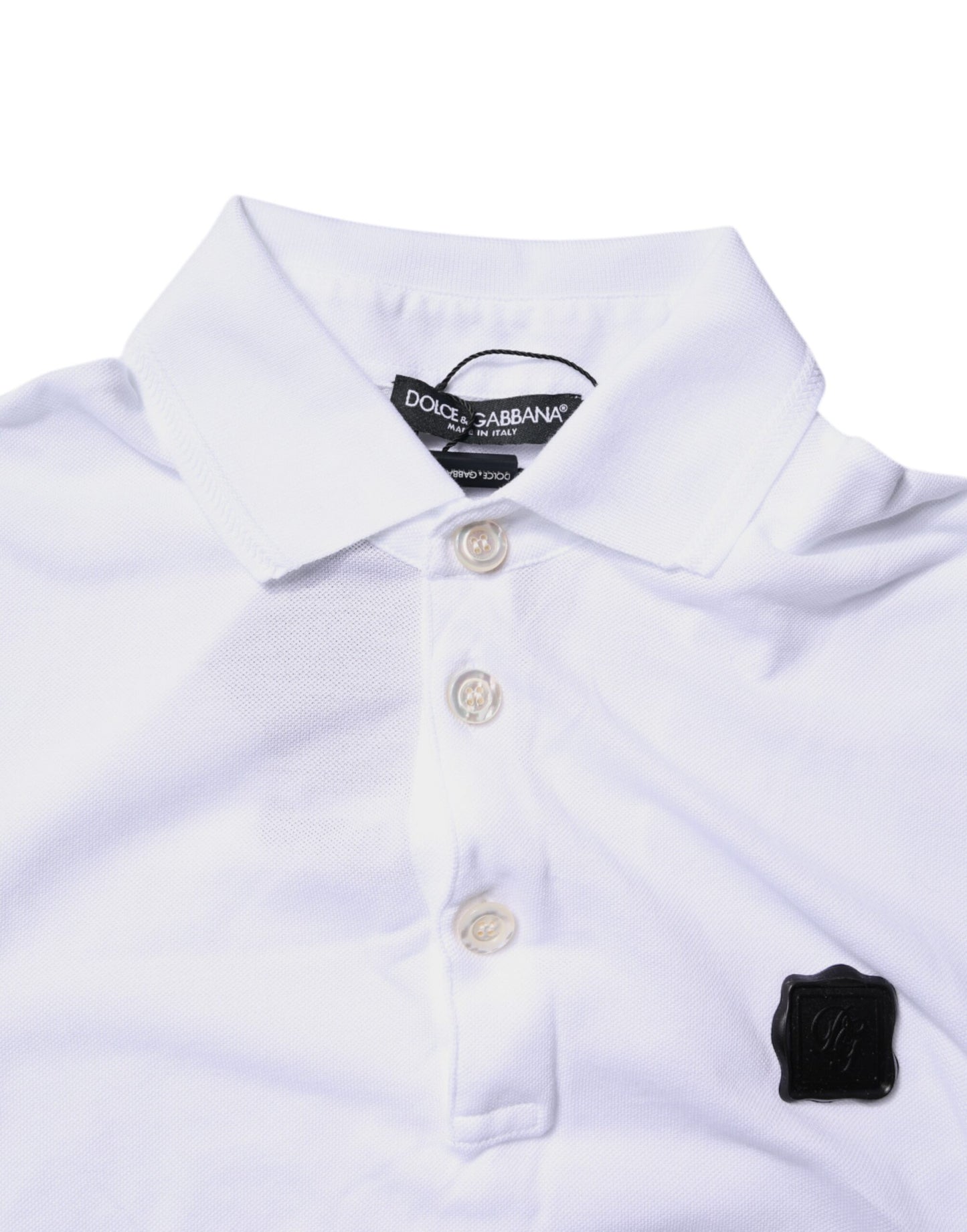 Dolce &amp; Gabbana White Cotton Logo Collared Polo T-shirt