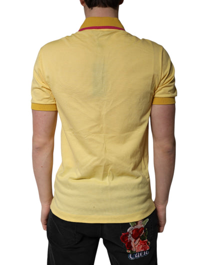 Dolce &amp; Gabbana Yellow Cotton Logo Collared Polo T-shirt