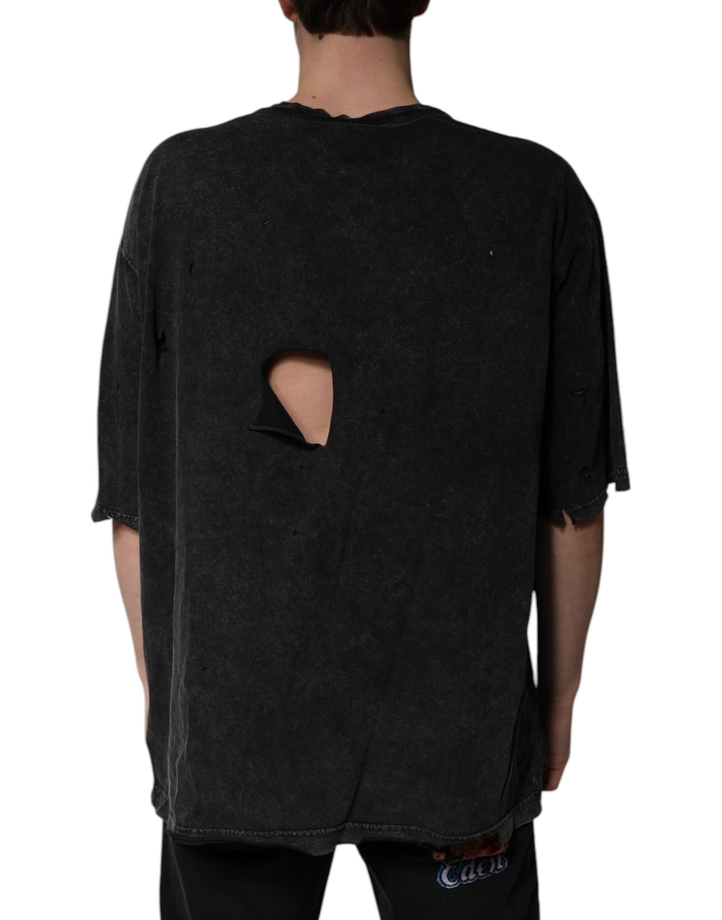 Dolce &amp; Gabbana Black Graphic Print Cotton Crew Neck T-shirt