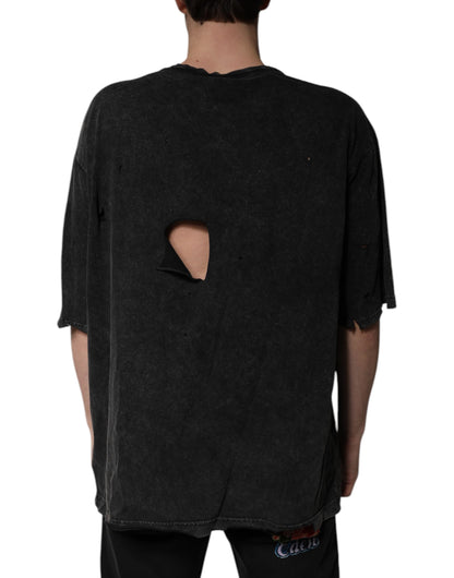 Dolce &amp; Gabbana Black Graphic Print Cotton Crew Neck T-shirt