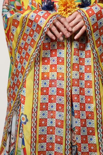 Dolce &amp; Gabbana – Mehrfarbiges Kaftan-Twillkleid mit Carretto-Print