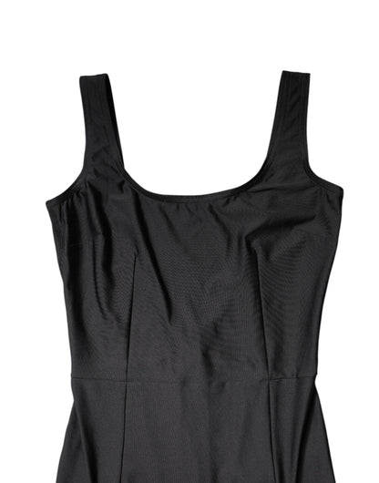 Dolce &amp; Gabbana Schwarzes ärmelloses, figurbetontes Jumpsuit-Kleid für Damen
