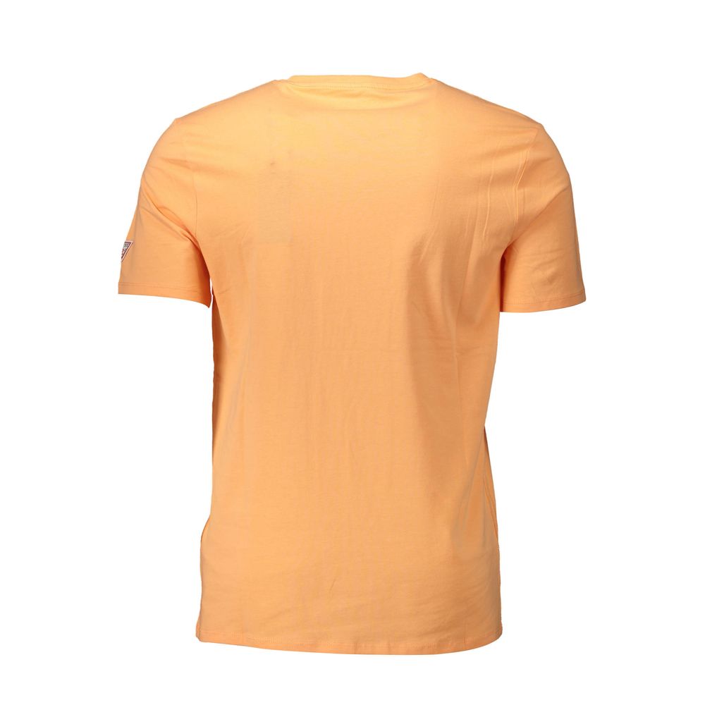 Guess Jeans Orangefarbenes Herren-T-Shirt aus Baumwolle