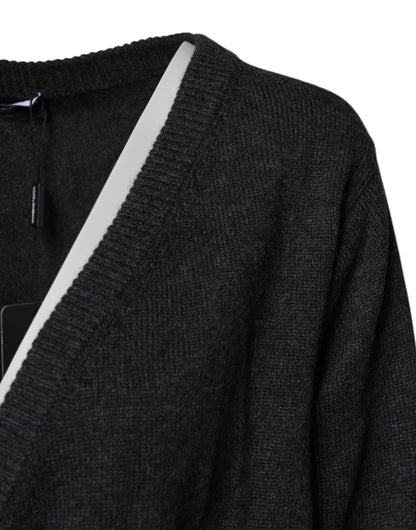 Dolce &amp; Gabbana Grauer Kaschmirpullover mit tiefem V-Ausschnitt