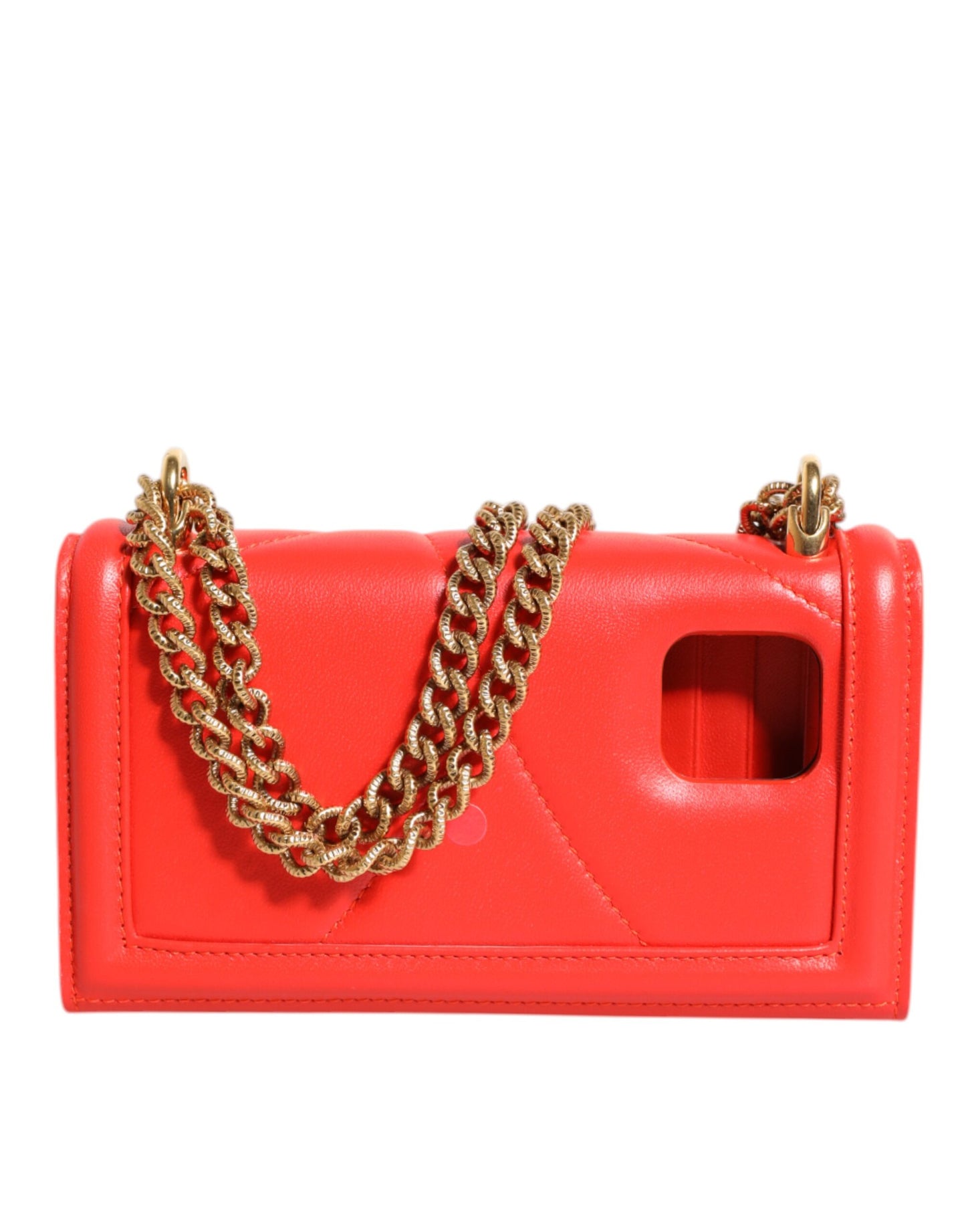 Dolce &amp; Gabbana Red Leather Quilted Devotion Crossbody Phone Cover Bag