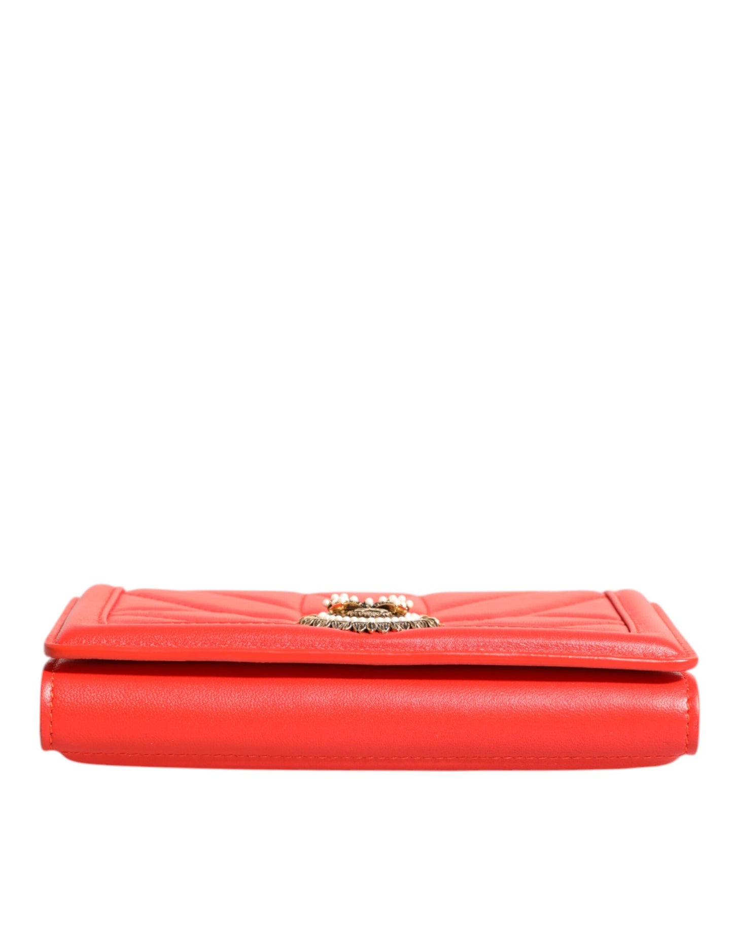 Dolce &amp; Gabbana Red Leather Quilted Devotion Crossbody Phone Cover Bag