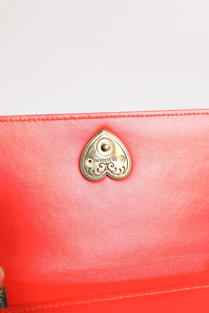 Dolce &amp; Gabbana Red Leather Quilted Devotion Crossbody Phone Cover Bag