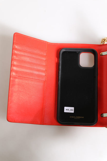 Dolce &amp; Gabbana Red Leather Quilted Devotion Crossbody Phone Cover Bag