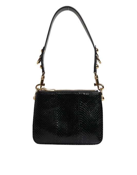 Dolce &amp; Gabbana Black Exotic Leather Shoulder Sling Clutch Bag