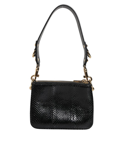 Dolce &amp; Gabbana Black Exotic Leather Shoulder Sling Clutch Bag