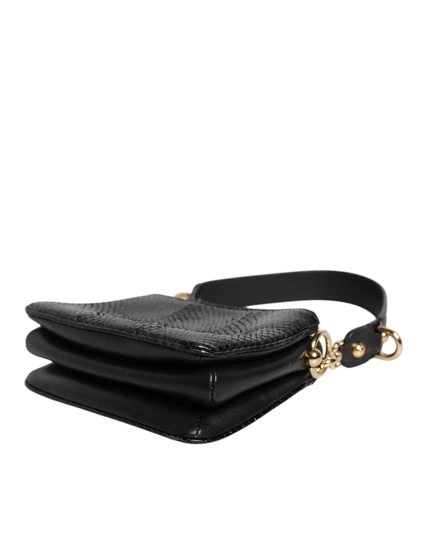 Dolce &amp; Gabbana Black Exotic Leather Shoulder Sling Clutch Bag