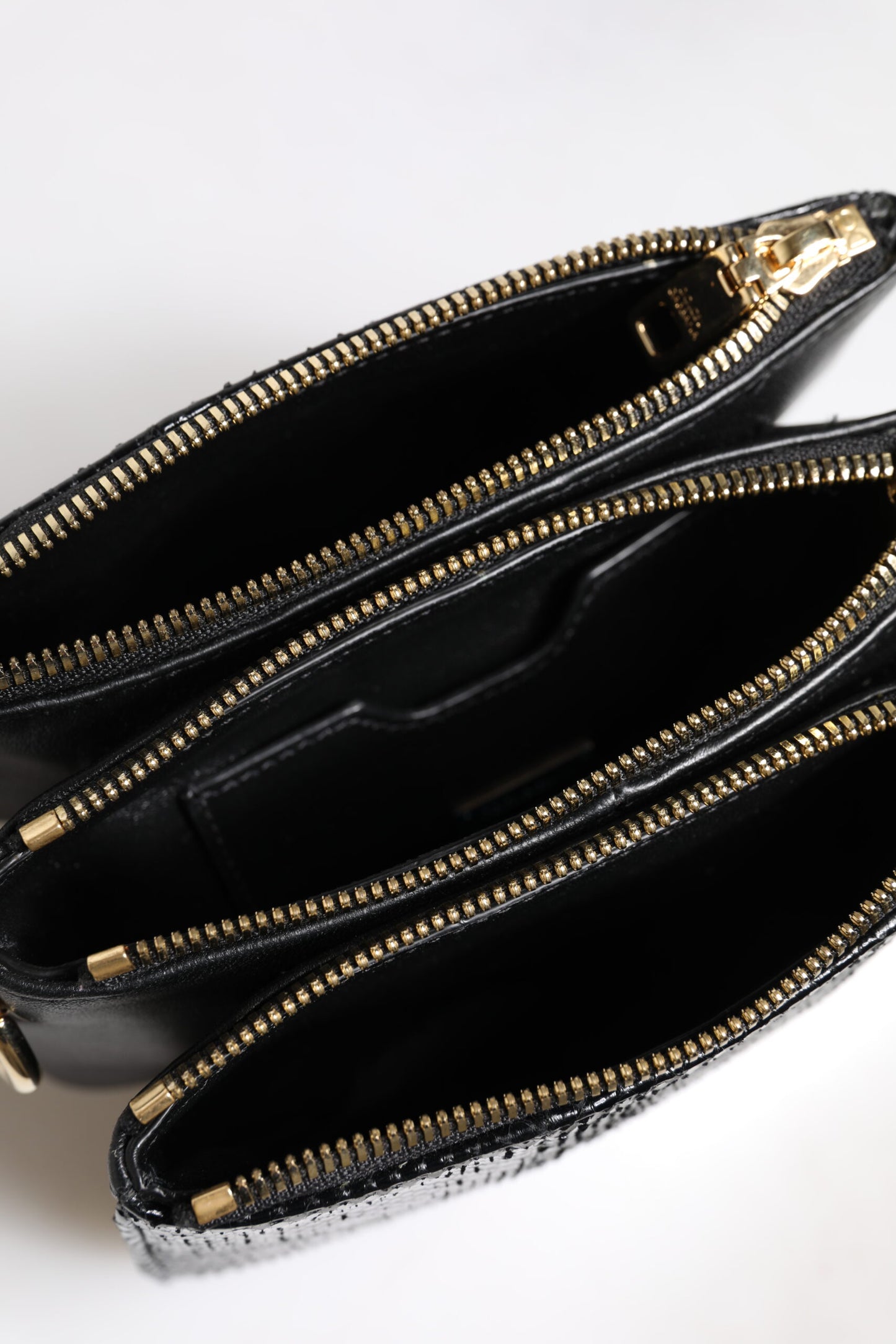 Dolce &amp; Gabbana Black Exotic Leather Shoulder Sling Clutch Bag
