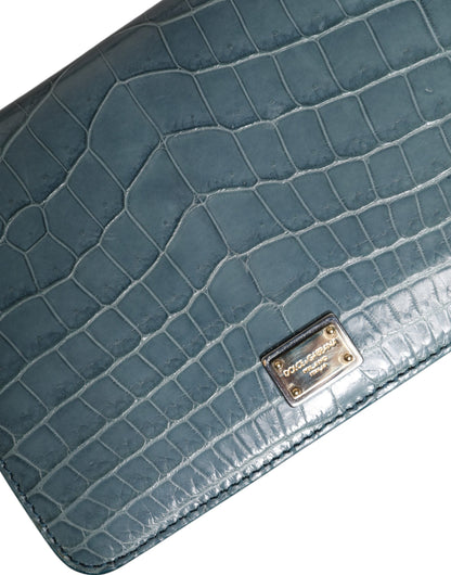 Dolce &amp; Gabbana – Grüne Mini-Umhängetasche aus exotischem Leder mit DG-Plakette