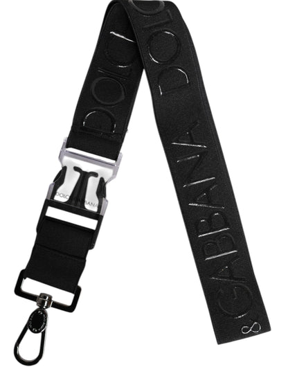 Dolce &amp; Gabbana Black Stretch Polyester Rubberized DG Logo Keychain