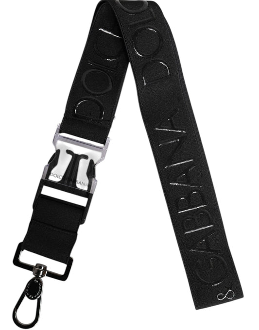 Dolce &amp; Gabbana Black Stretch Polyester Rubberized DG Logo Keychain