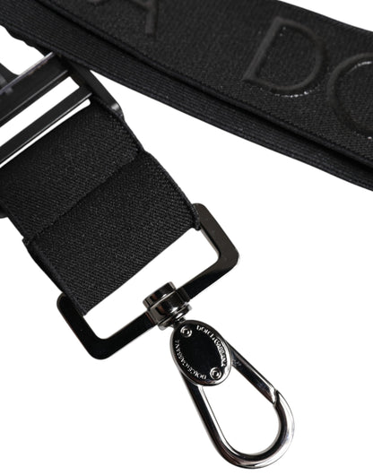 Dolce &amp; Gabbana Black Stretch Polyester Rubberized DG Logo Keychain