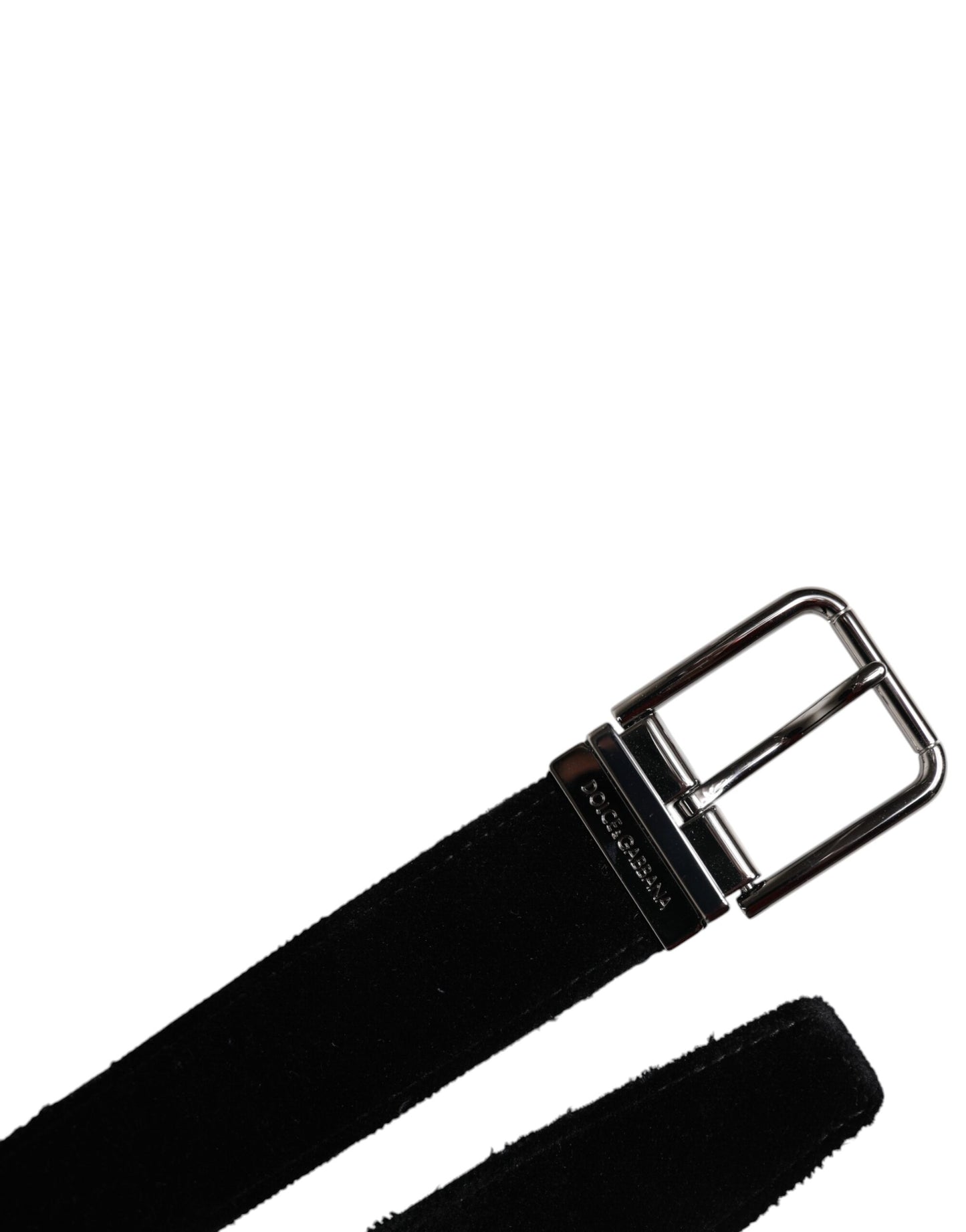 Dolce &amp; Gabbana Black Cotton Silver Tone Metal Buckle Belt