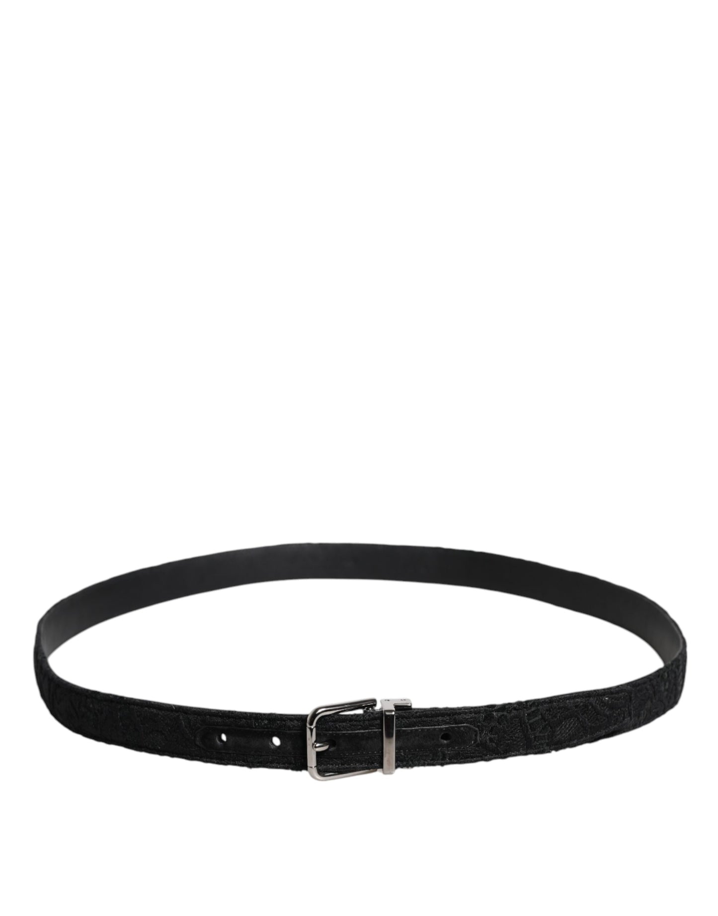 Dolce &amp; Gabbana Black Cotton Blend Silver Metal Buckle Belt