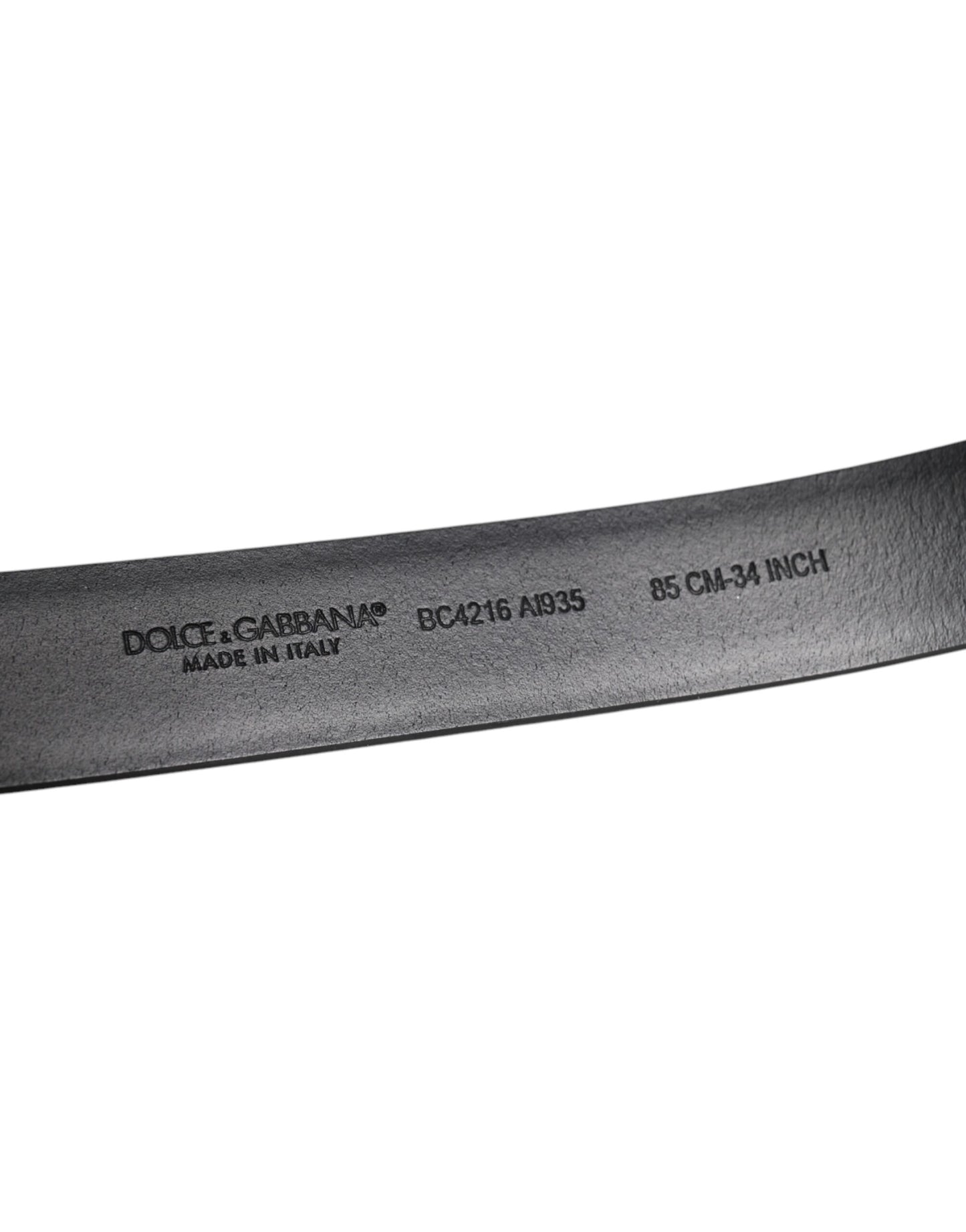 Dolce &amp; Gabbana Black Shiny Leather Silver Metal Buckle Belt
