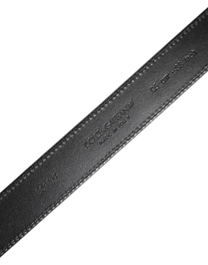 Dolce &amp; Gabbana Black Leather Silver Metal Buckle Belt