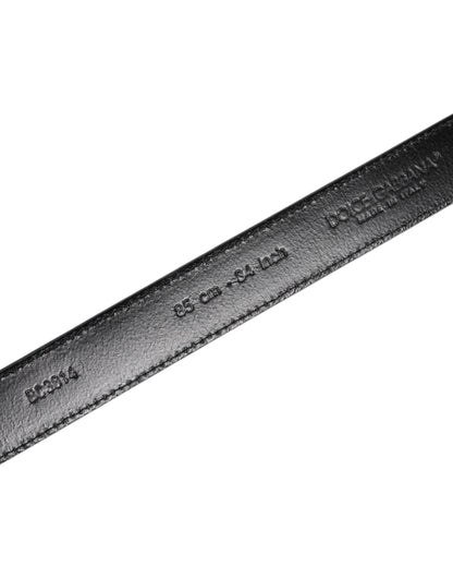 Dolce &amp; Gabbana Gray Leather Silver Tone Metal Buckle Belt