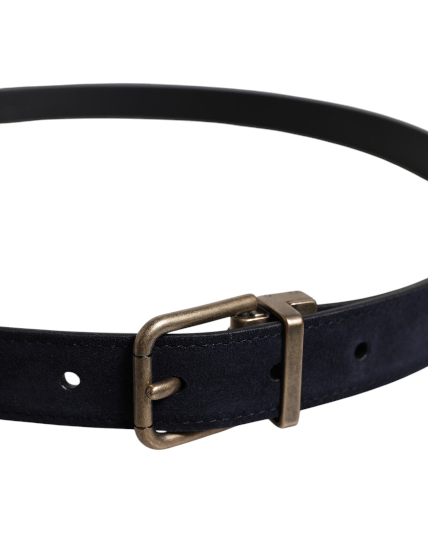 Dolce &amp; Gabbana Black Goat Leather Metal Buckle Classic Belt