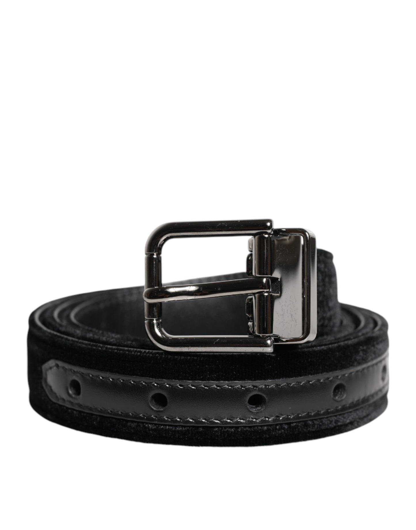Dolce &amp; Gabbana Black Leather Metal Buckle Classic Belt