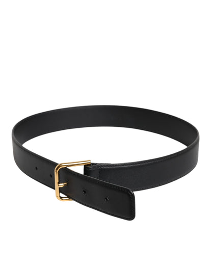 Dolce &amp; Gabbana Klassischer Gürtel aus schwarzem Leder mit Metallschnalle