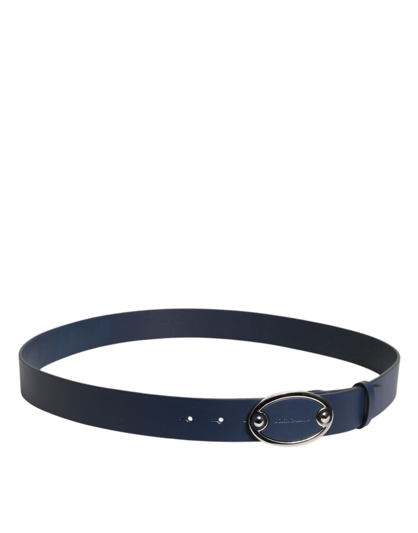 Dolce &amp; Gabbana Blue Leather Classic Metal Logo Buckle Belt