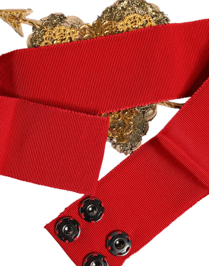 Dolce &amp; Gabbana – Roter, breiter Stretchgürtel mit Herzverzierung