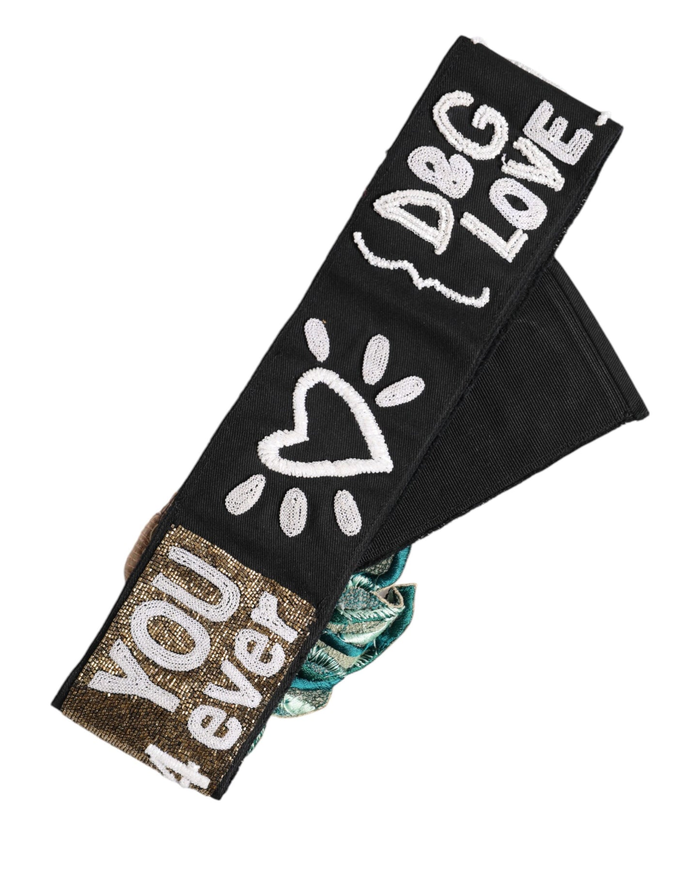 Dolce &amp; Gabbana Black Stretch Multicolor Embellished Waist Belt